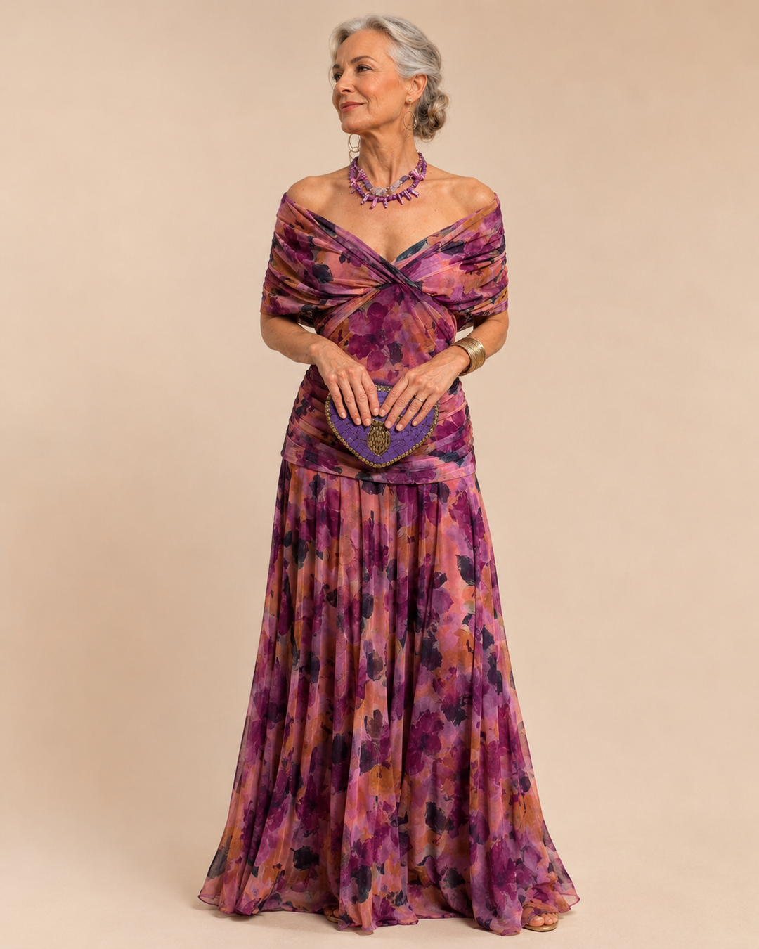 Avelora™ | Long Floral Dress with V-Neck