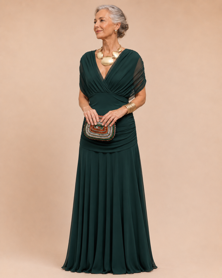 Avelora™ | Long Floral Dress with V-Neck