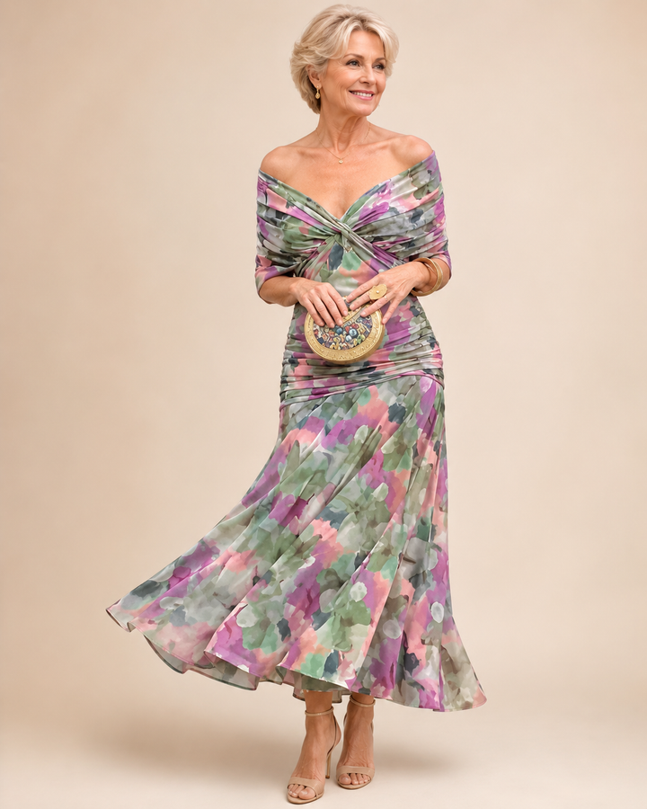 Avelora™ | Long Floral Dress with V-Neck