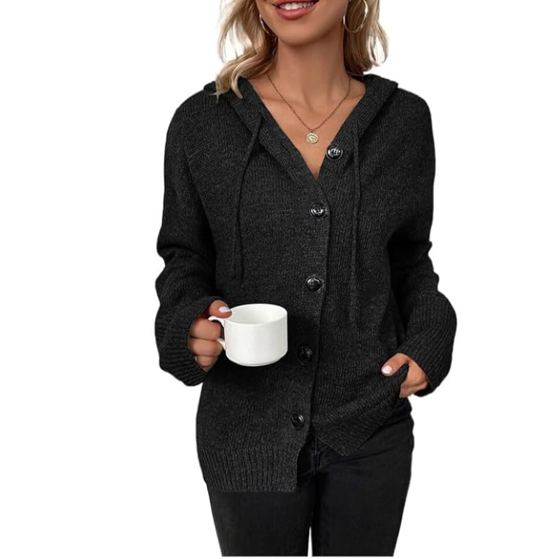 Knitted Warm Cardigan with Buttons for Women