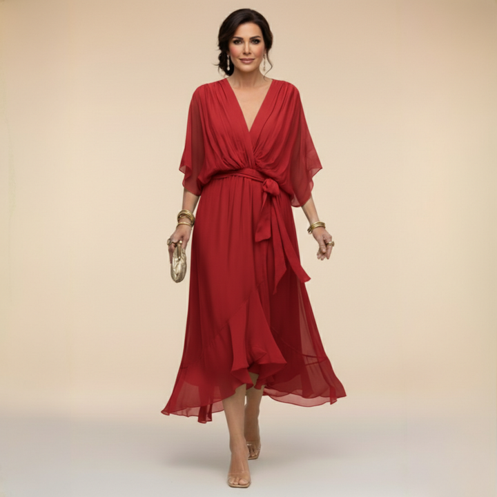 Sarah™ | Sandra Chiffon V-Neck Dress