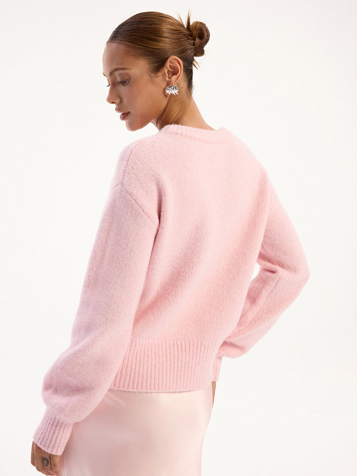 Wool Blend Crew Neck Sweater