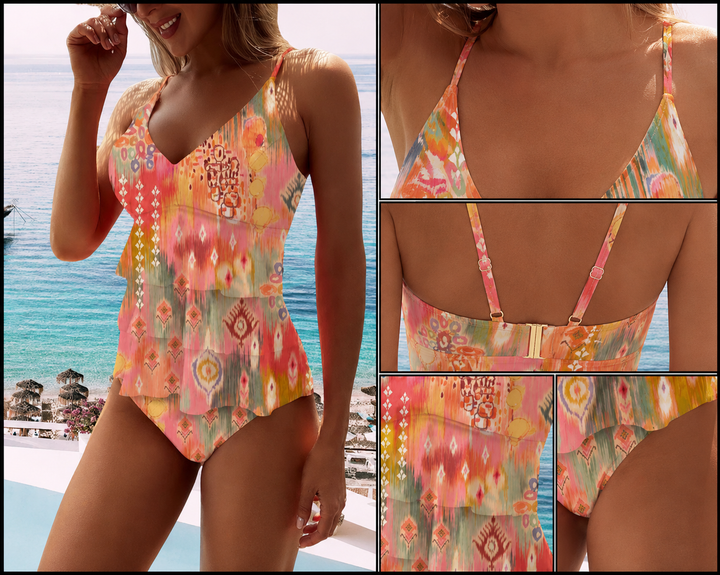 Candace | Vibrant Patterned Tankini with Skirt