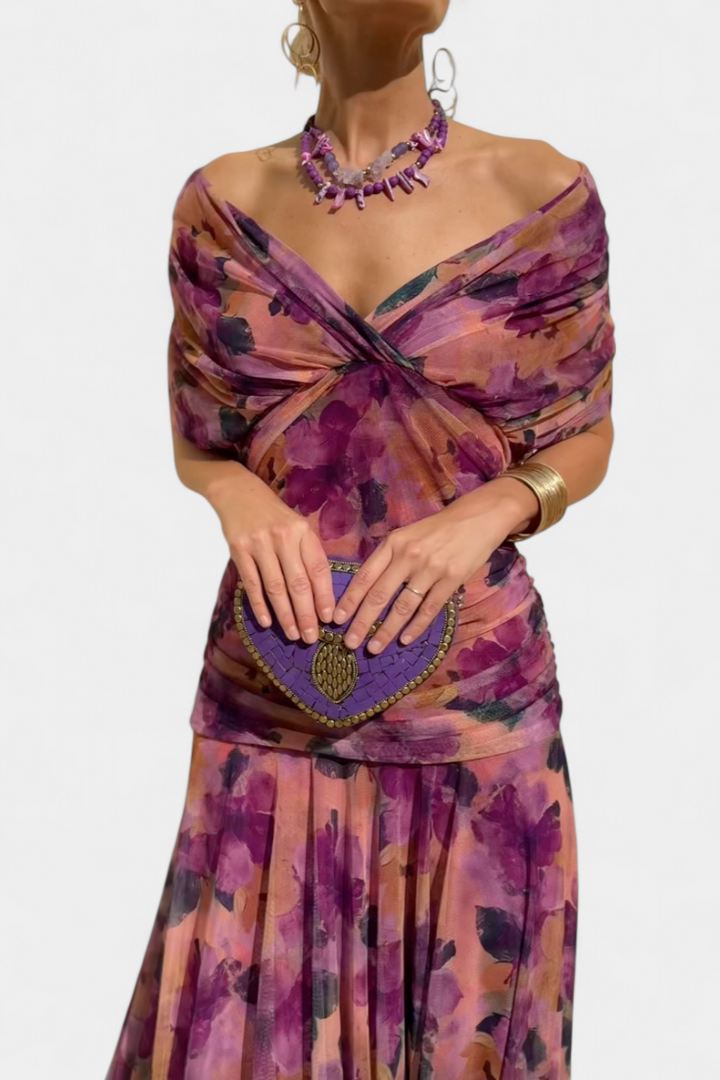 Alondra | Long Floral Dress with V-Neck