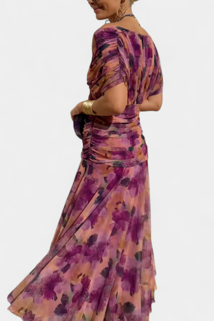 Alondra | Long Floral Dress with V-Neck
