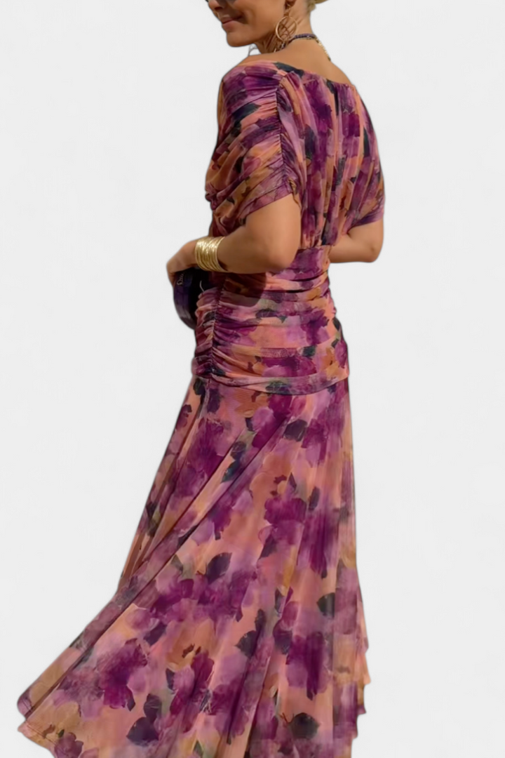 Alondra | Long Floral Dress with V-Neck