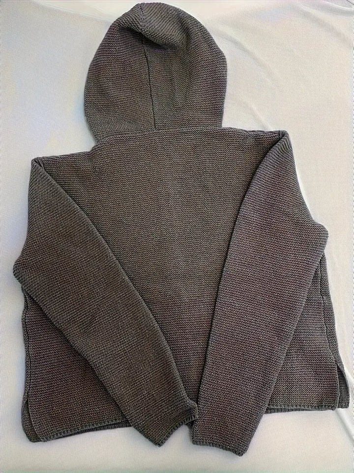 Elegant Long-Sleeved Hooded Cardigan
