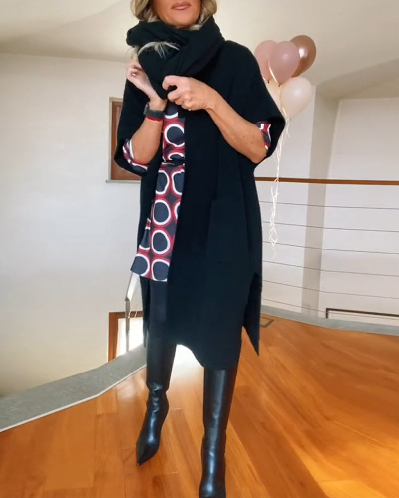 Casual Cardigan with Half Sleeves and Pockets