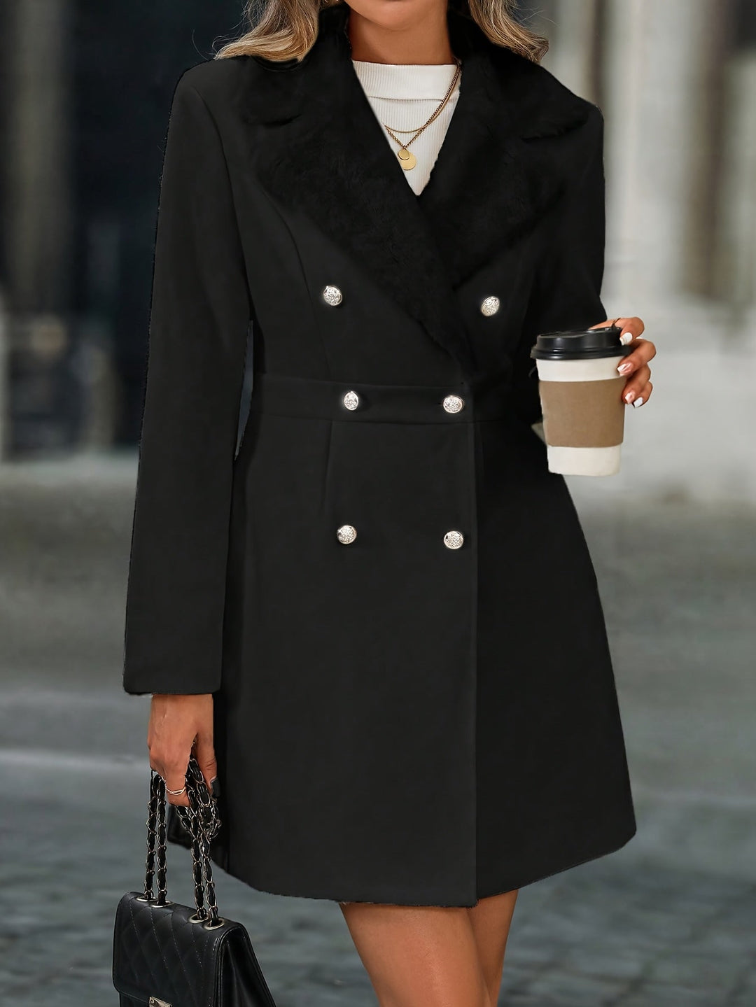 Serine | Two-Tone Spliced Collar Coat