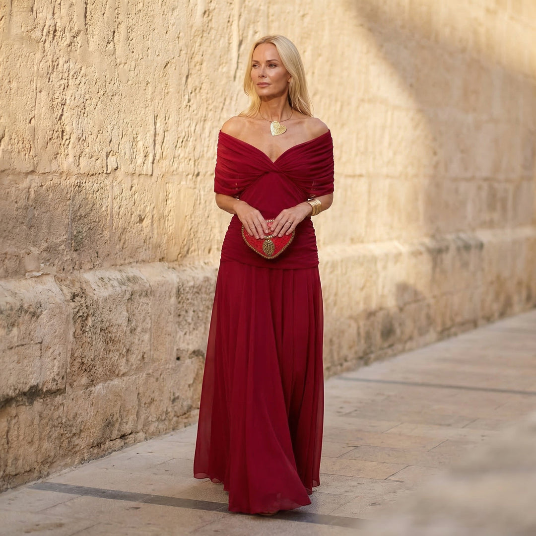 Florendra | Long Floral Dress with V-Neck